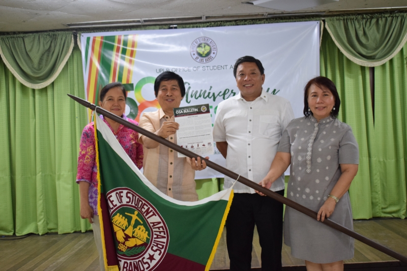 Turn Over Ceremony (from left to right): Dr. Portia G. Lapitan, Vice Chancellor for Academic Affairs; Atty. Eleno O. Peralta, New OSA Director; Chancellor Fernando Sanchez, Jr; and Dr. Nina M. Cadiz, former OSA Director. (Photo by Halyn Lunel Gamboa)