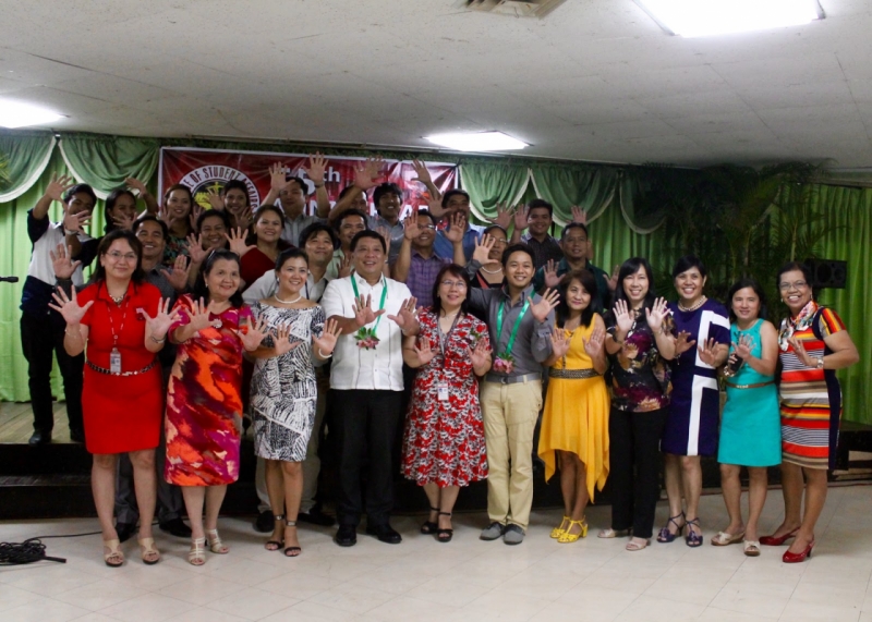 OSA at 55. UPLB Chancellor Fernandez joins Office of Student Affairs staff members in celebrating its 55 years of service on 24 June 2015 at the Makiling Hall.